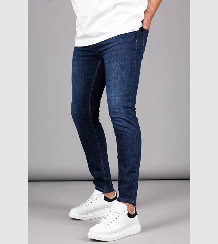 Men Skin Fit Blue Jeans -- Madmext