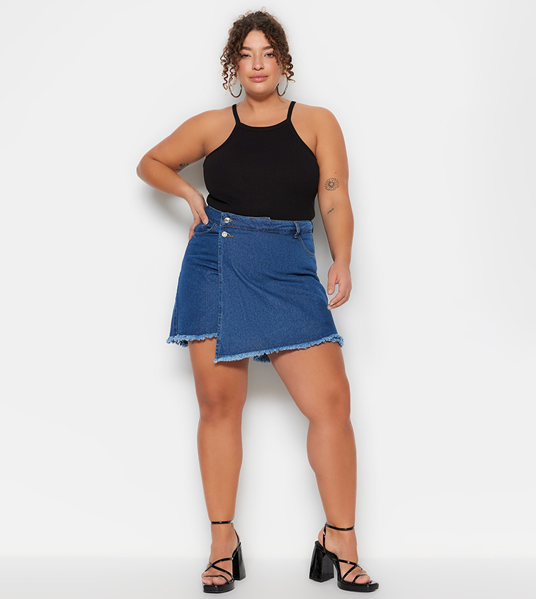 Plus size blue jean 2024 skort