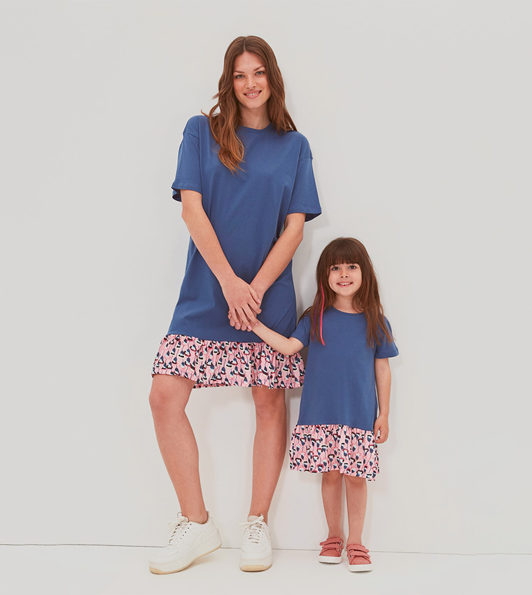 Color Block Mini Flounce Dress