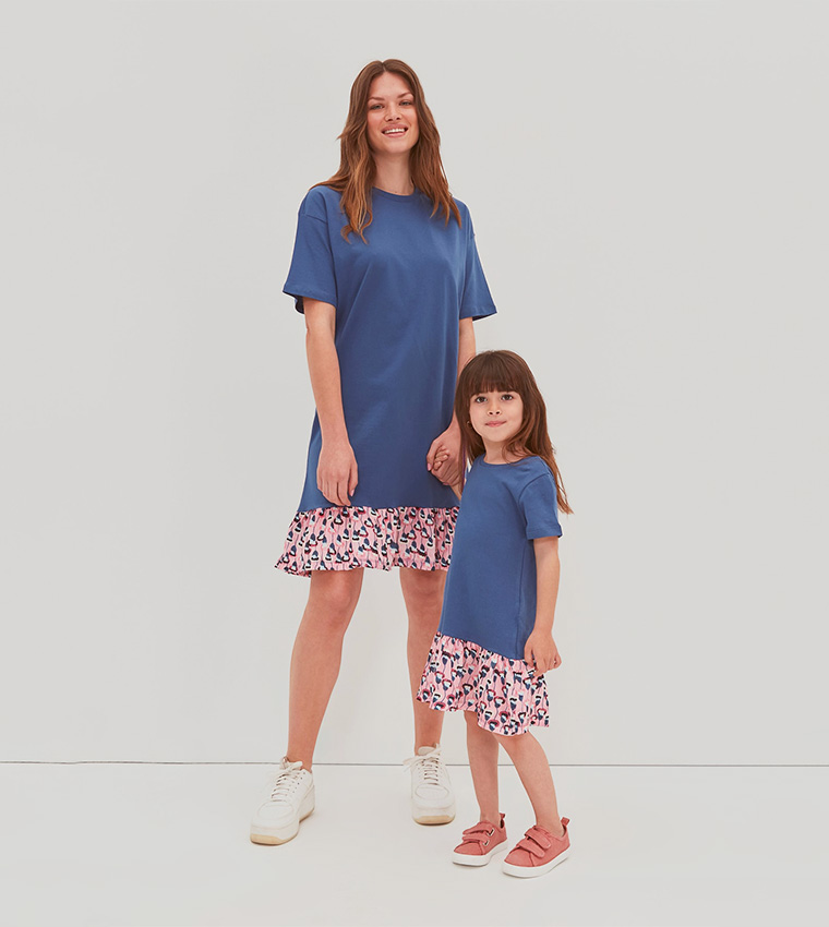 Color Block Mini Flounce Dress