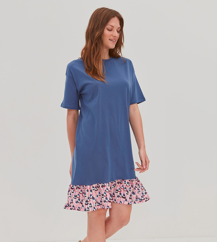 Color Block Mini Flounce Dress