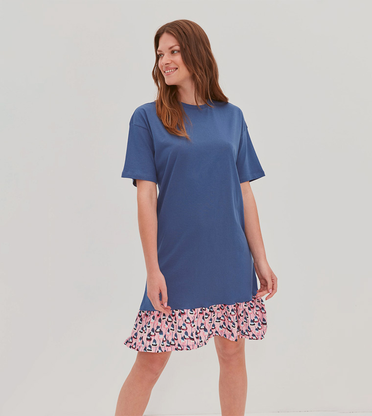 Color Block Mini Flounce Dress