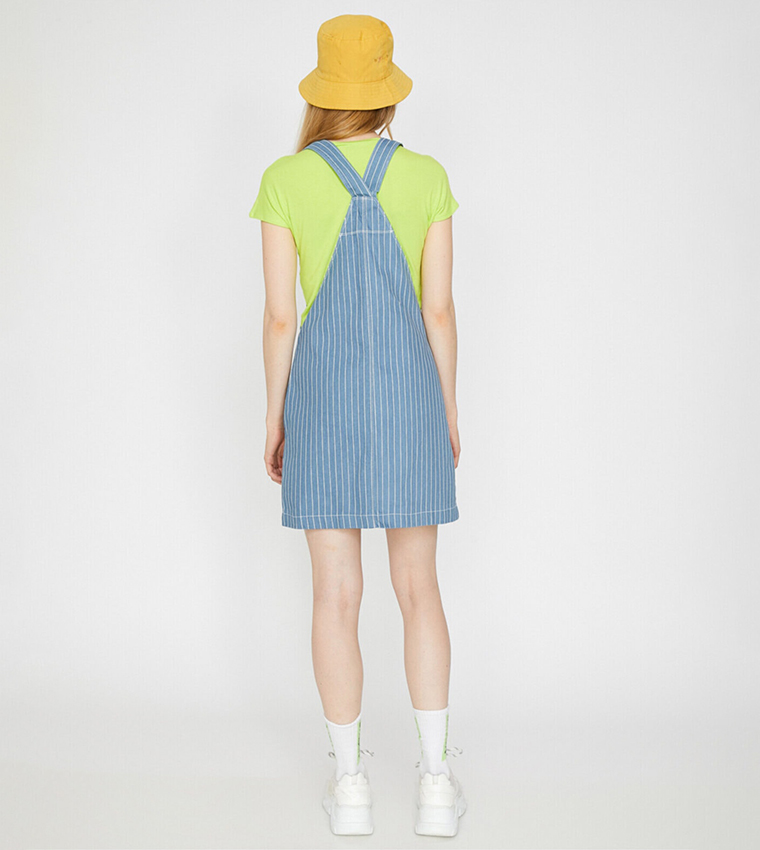 Striped dungaree dress hot sale