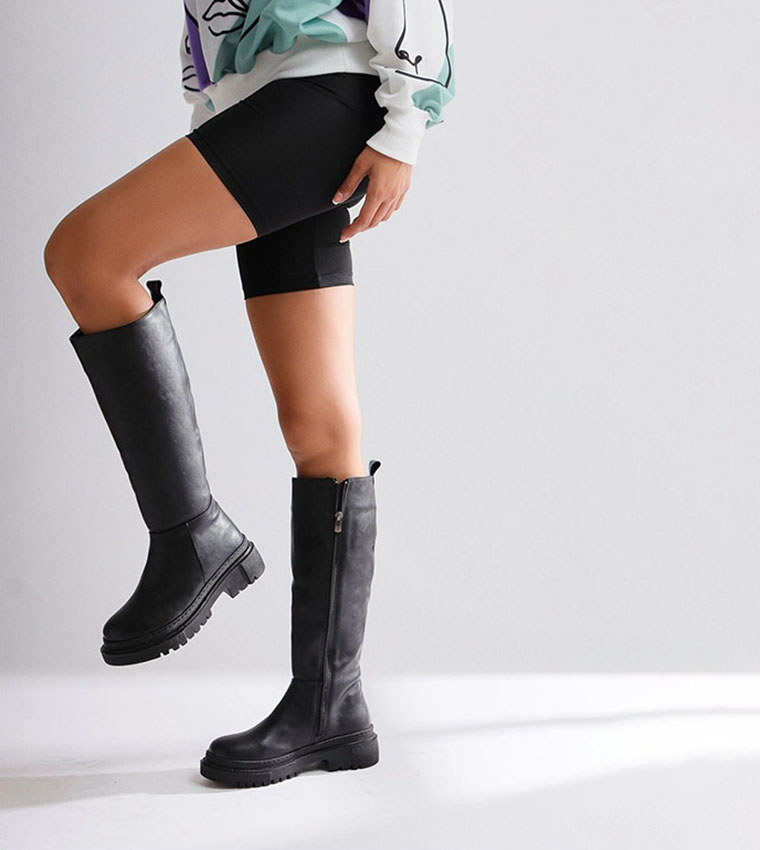 Buy Armonika Zippered Knee Length Riding Boots In Black 6thStreet Bahrain