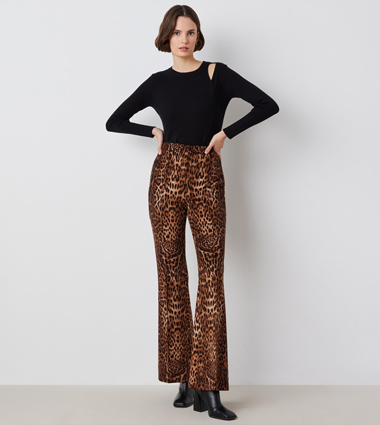 Leopard online flared pants