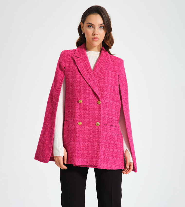 Buy Mizalle Double Breasted Cape Blazer In Pink 6thStreet Oman