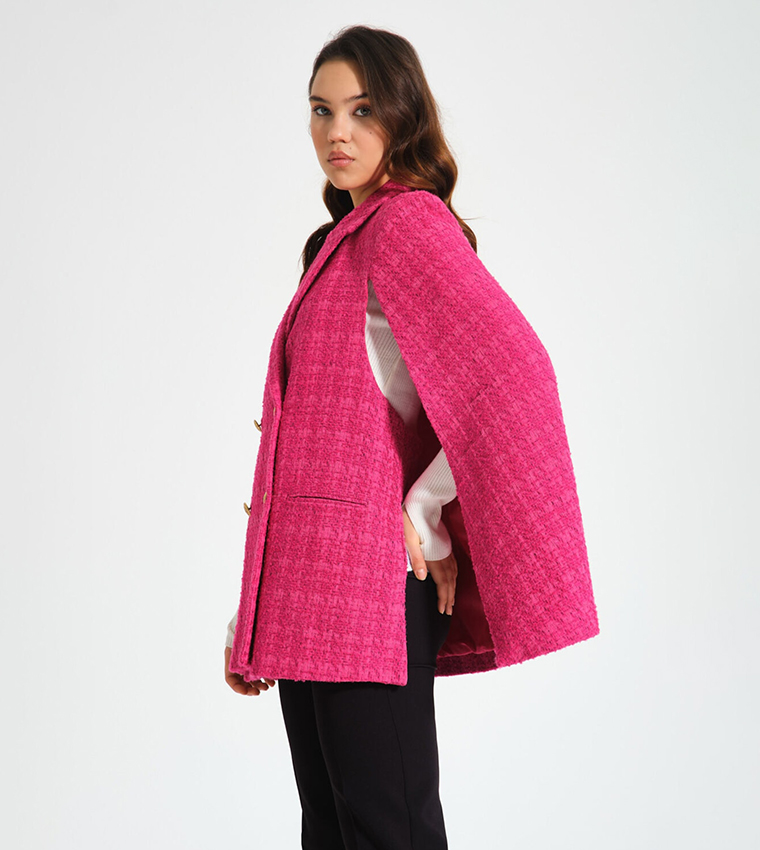 Buy Mizalle Double Breasted Cape Blazer In Pink 6thStreet Oman