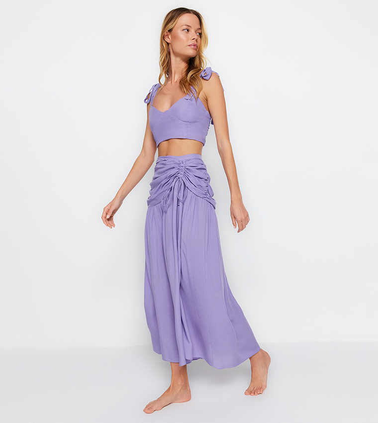 Purple ruched skirt clearance