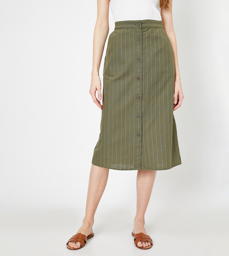 Khaki skirt with pockets casual cheap