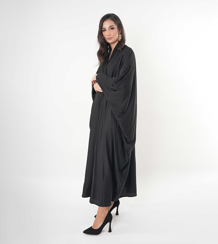 Embellished Trim Batwing Sleeves Abaya