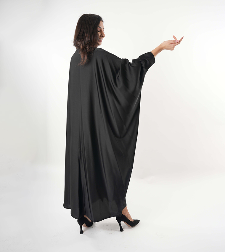 Embellished Trim Batwing Sleeves Abaya