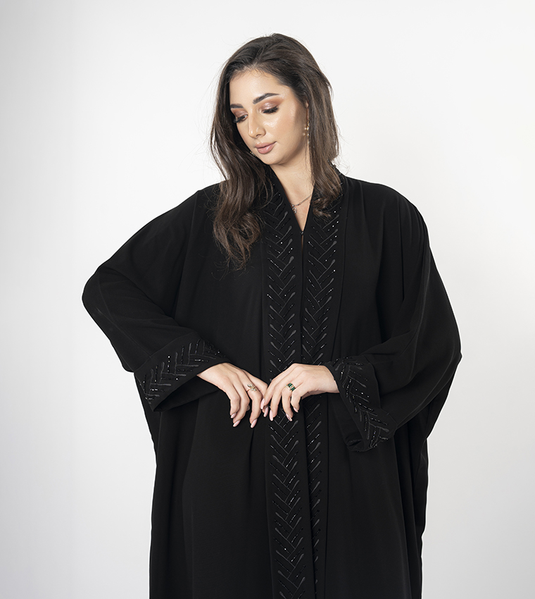 Embellished Batwing Sleeves Abaya