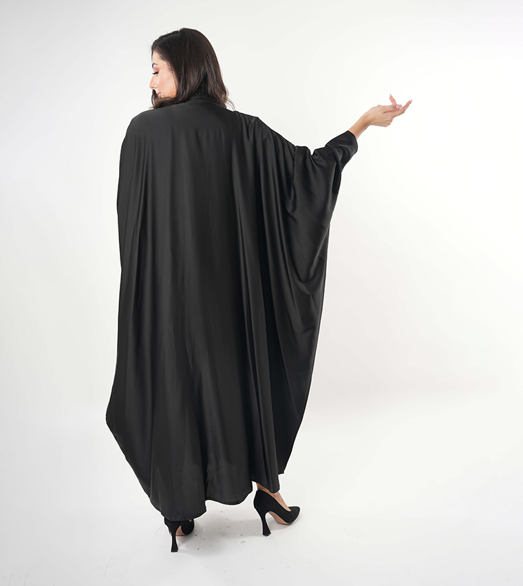Embroidered Trim Batwing Sleeves Abaya