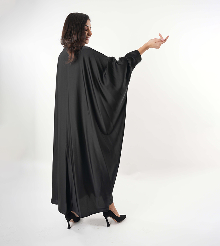 Embroidered Trim Batwing Sleeves Abaya