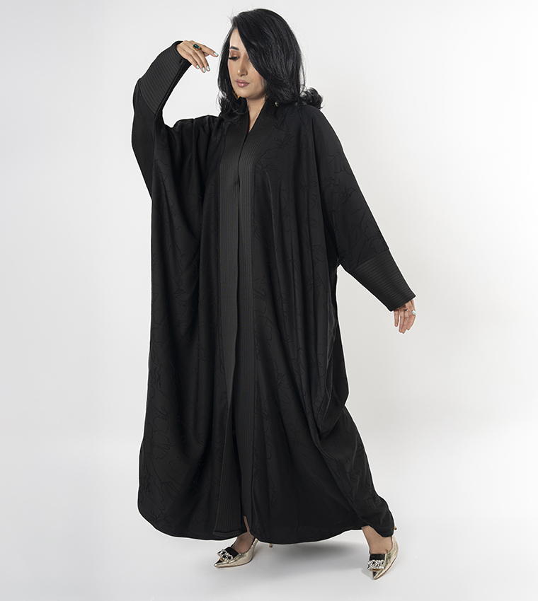 Self Design Batwing Sleeves Abaya