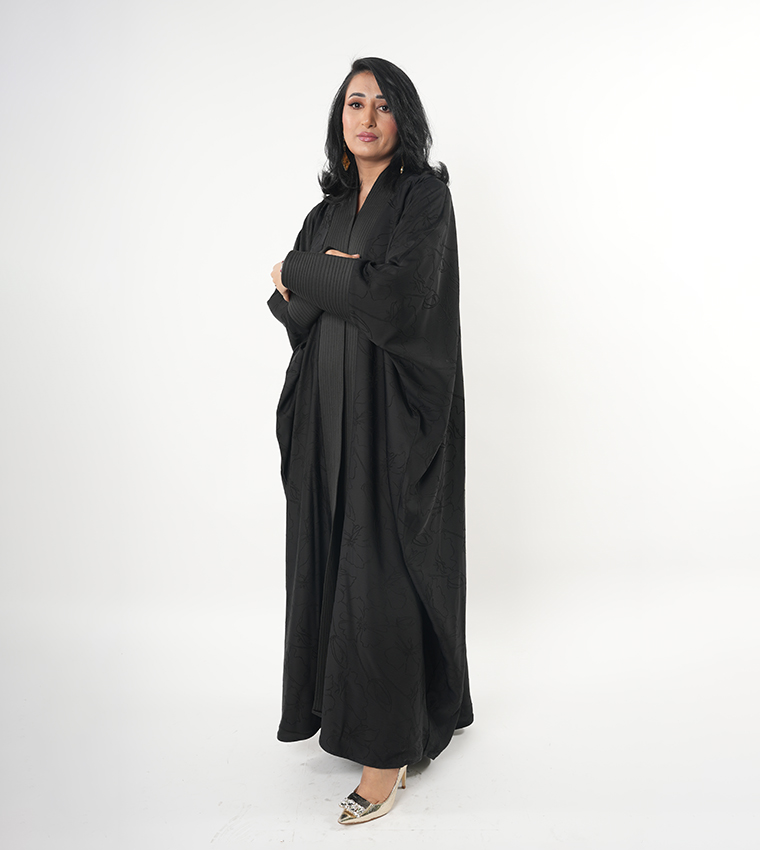 Self Design Batwing Sleeves Abaya