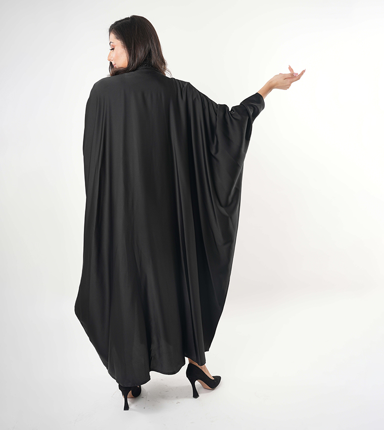 Self Design Batwing Sleeves Abaya