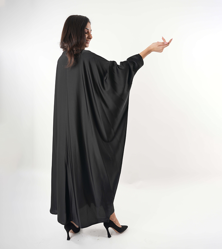 Self Design Batwing Sleeves Abaya