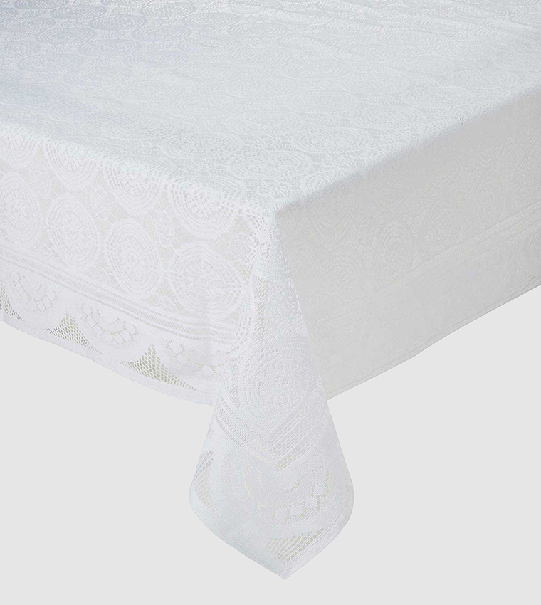 مفرش طاولة قماشي 6 مقاعد بطبعة دائرية