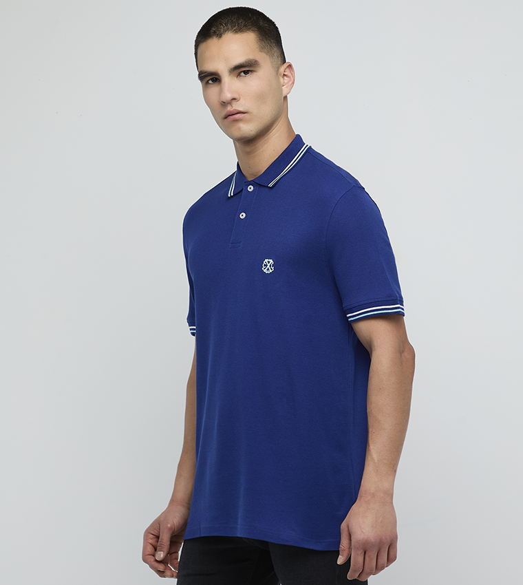 Contrast Tipping Short Sleeves Polo T-Shirt