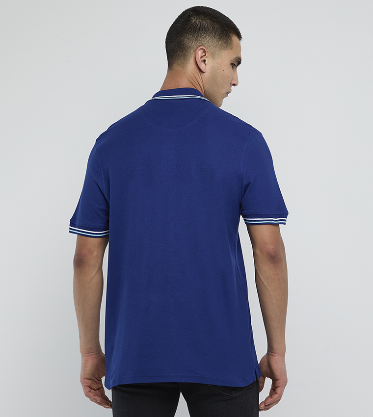 Contrast Tipping Short Sleeves Polo T-Shirt