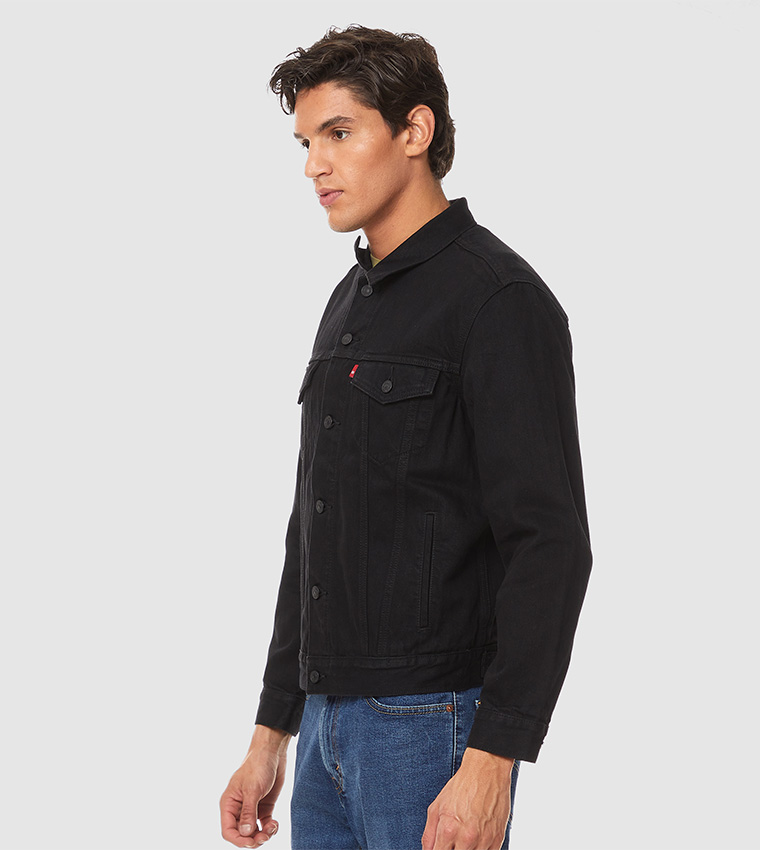 Down collar deals trucker jacket