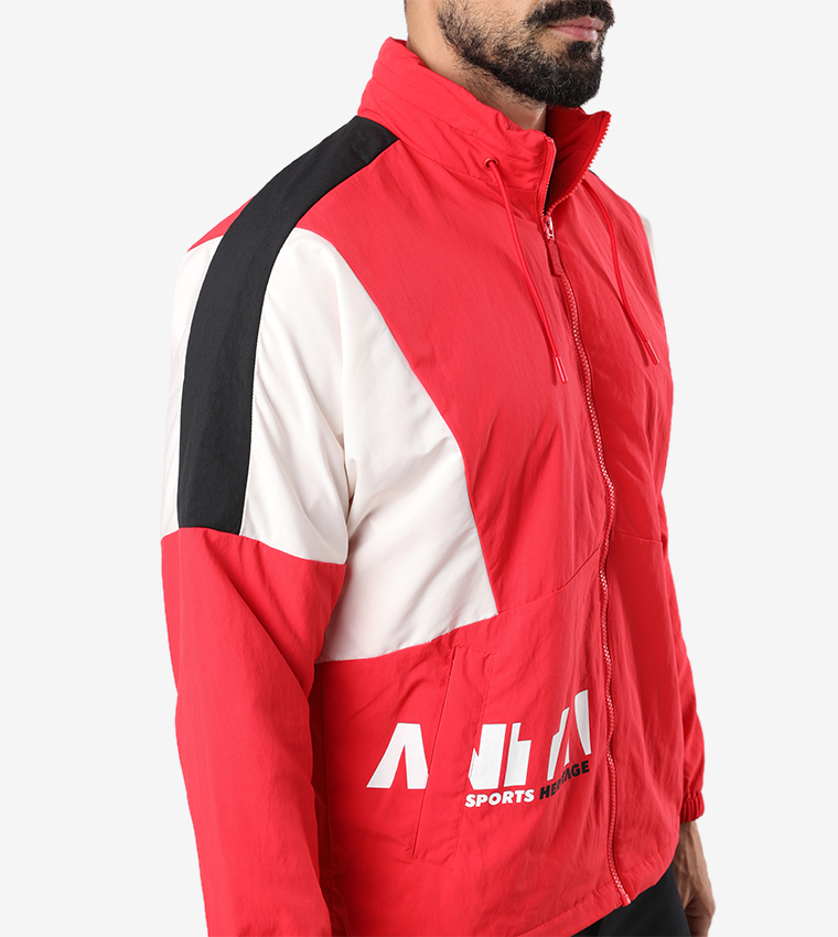 Front Zip Closure Stand Collar Mercerized Velvet Jacket - Red