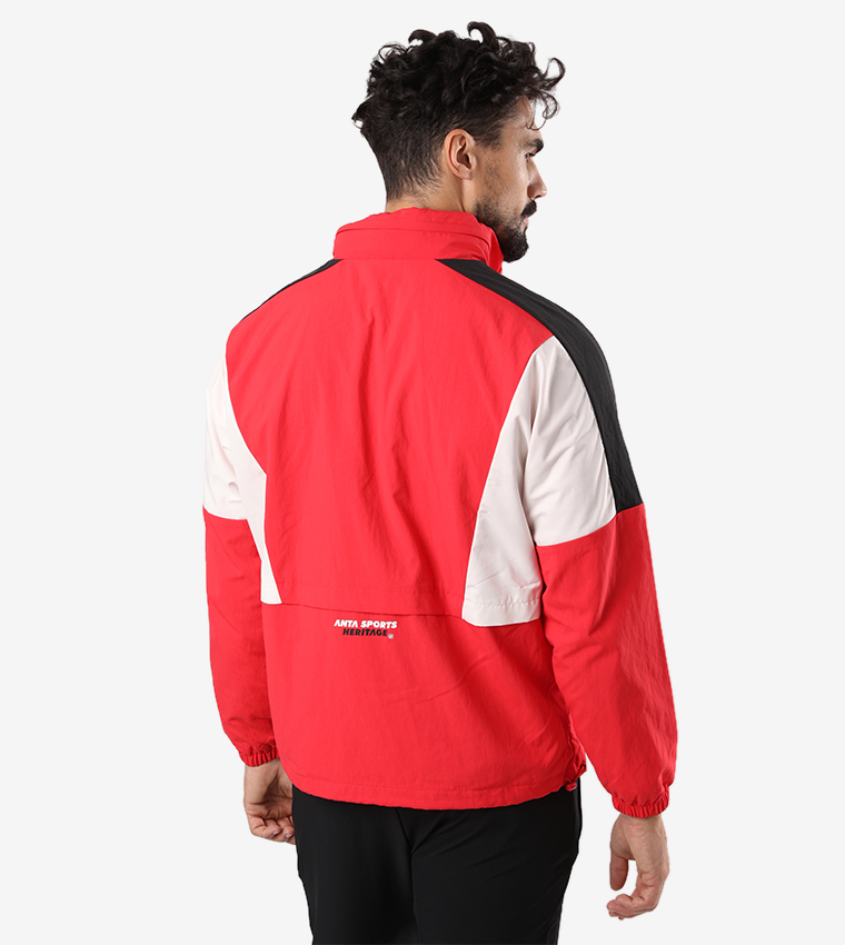 Front Zip Closure Stand Collar Mercerized Velvet Jacket - Red