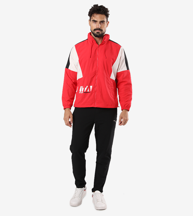 Front Zip Closure Stand Collar Mercerized Velvet Jacket - Red