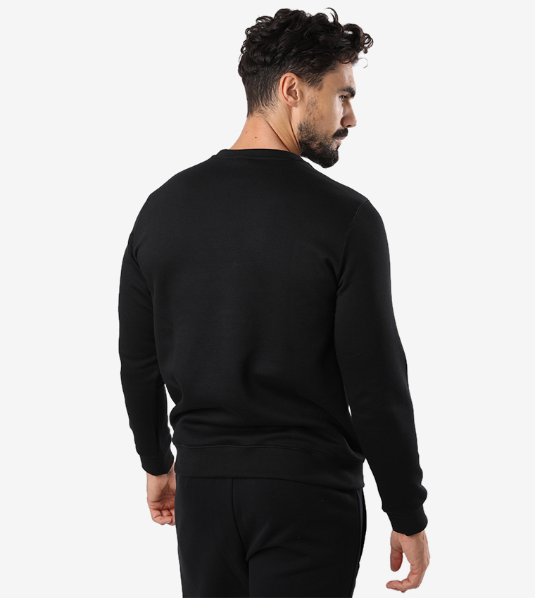 Crew Neck Long Sleeve Sweatshirt - Black