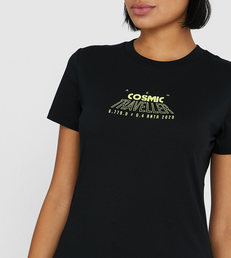 قميص بأكمام قصيرة - أسود