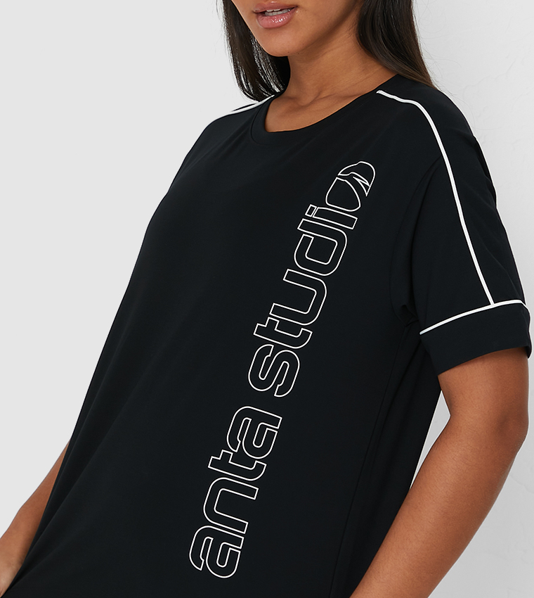 قميص بأكمام قصيرة - أسود