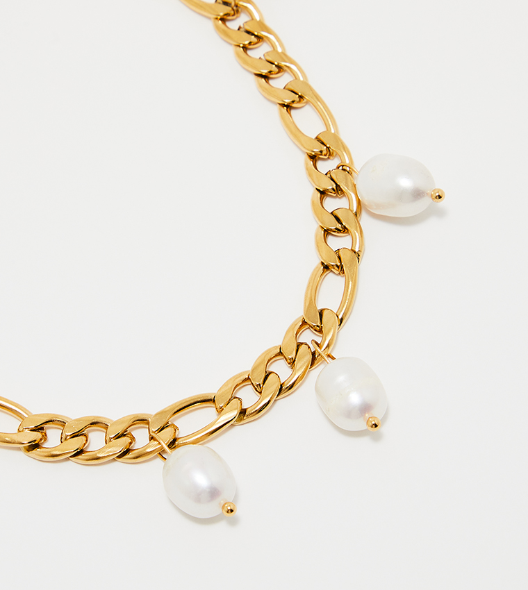 Pearl Charm Gold-Toned Bracelet