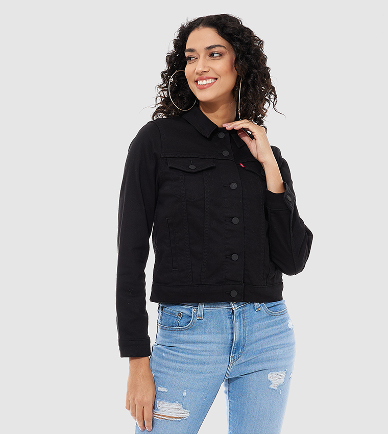 Levis black hot sale demin jacket