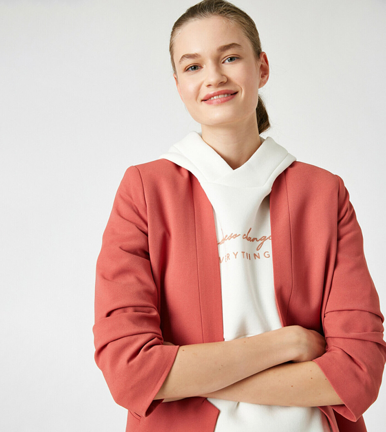 Solid Hooded Blazer Jacket