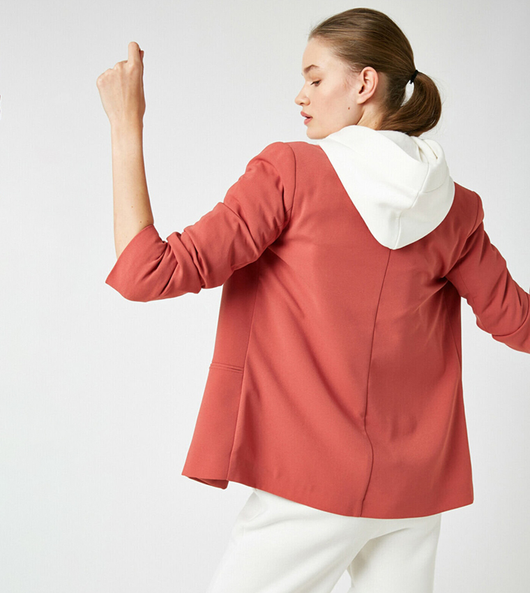 Solid Hooded Blazer Jacket