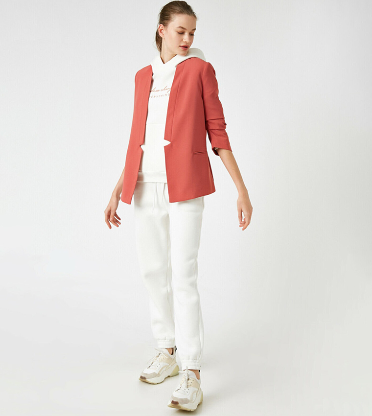 Solid Hooded Blazer Jacket