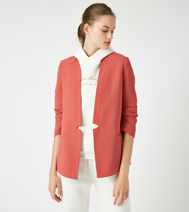 Solid Hooded Blazer Jacket