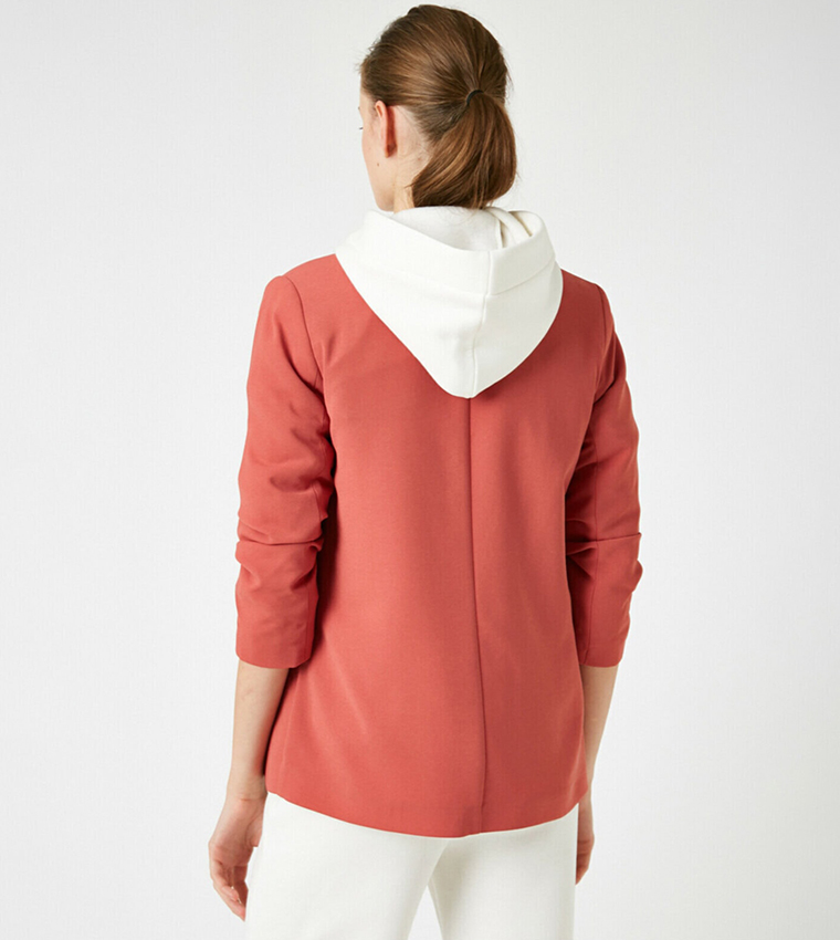 Solid Hooded Blazer Jacket