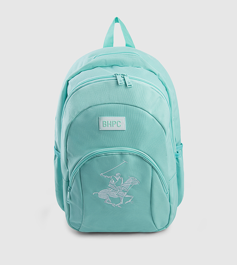 Logo Embroidered Zippered Backpack