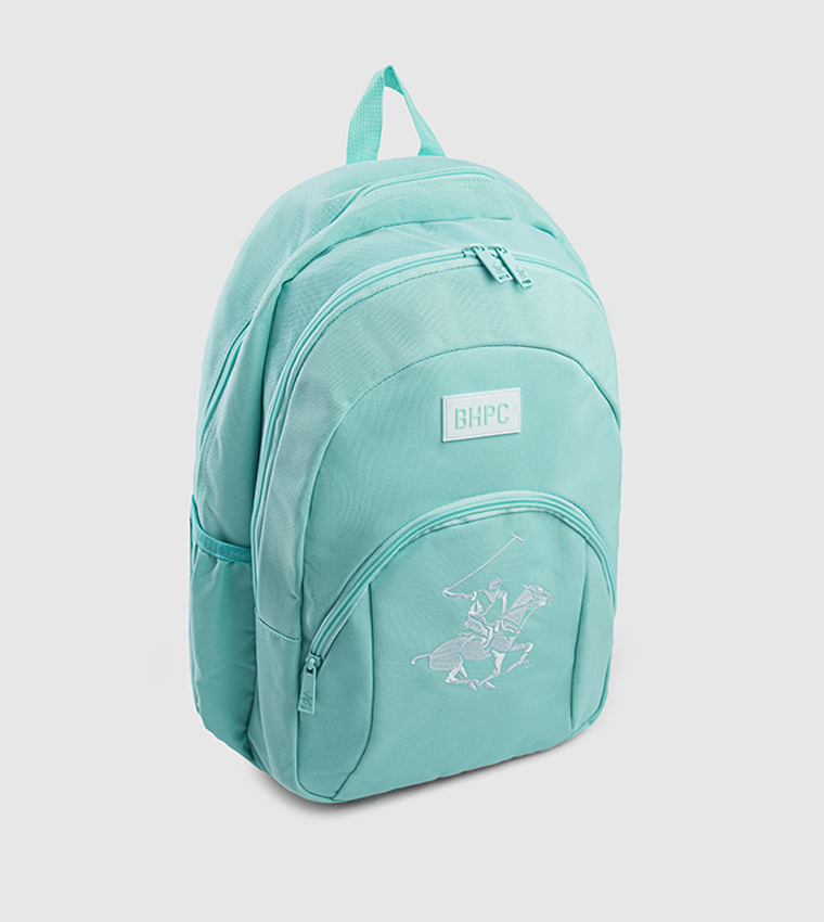 Logo Embroidered Zippered Backpack
