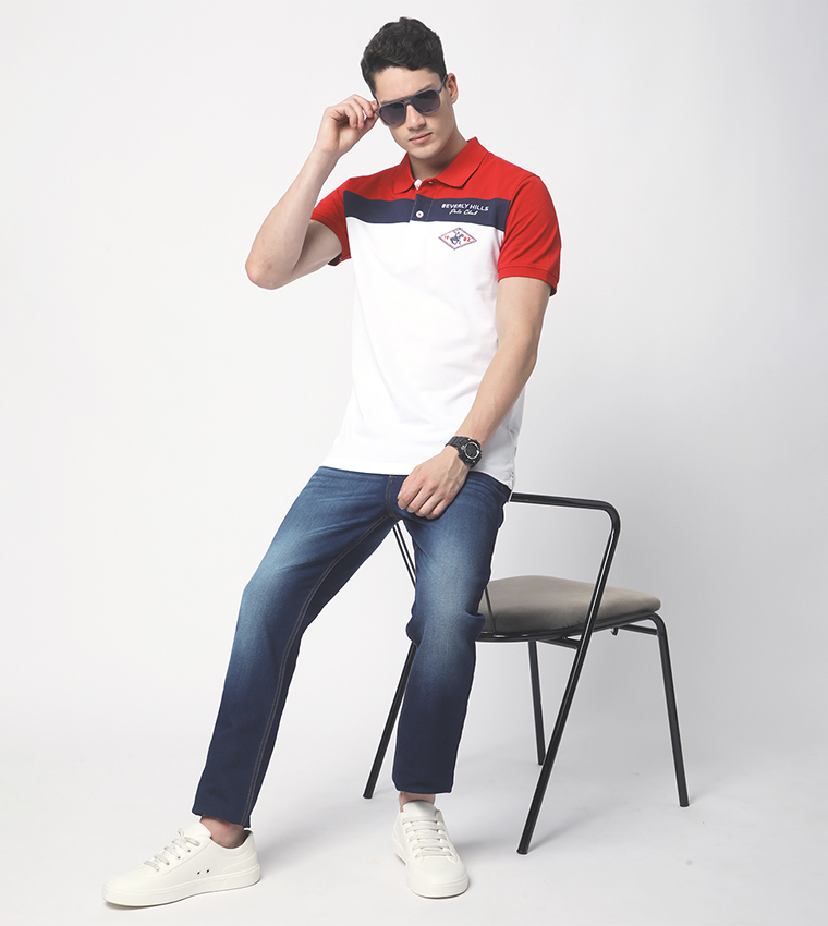 Color Block Short Sleeves Polo T-Shirt