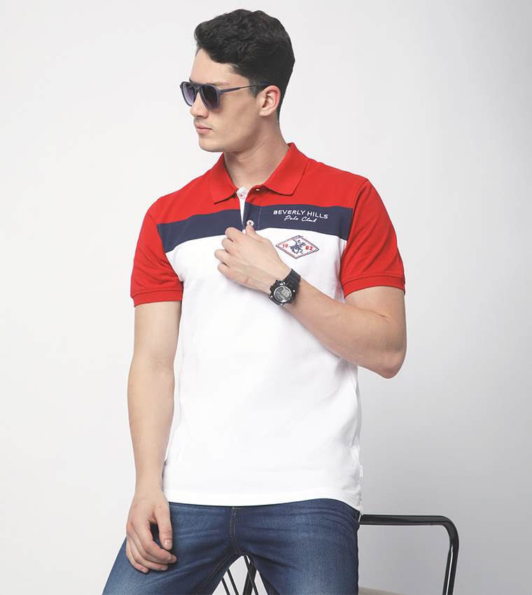Color Block Short Sleeves Polo T-Shirt