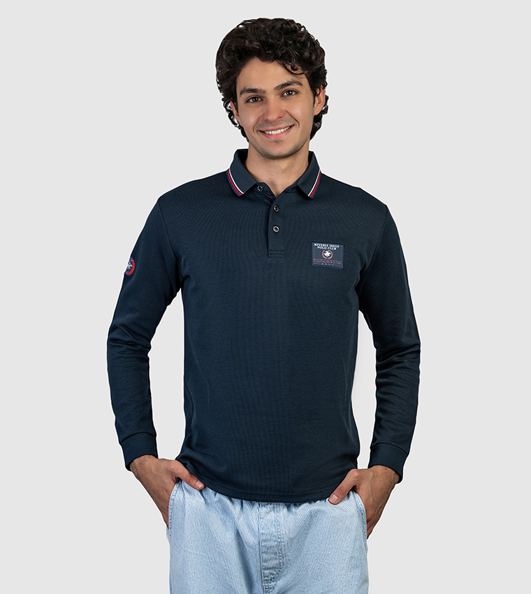 Logo Badge Long Sleeves Polo T-Shirt