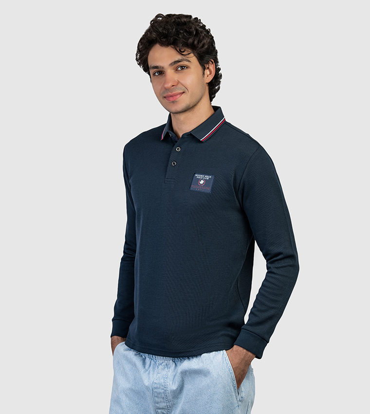 Logo Badge Long Sleeves Polo T-Shirt
