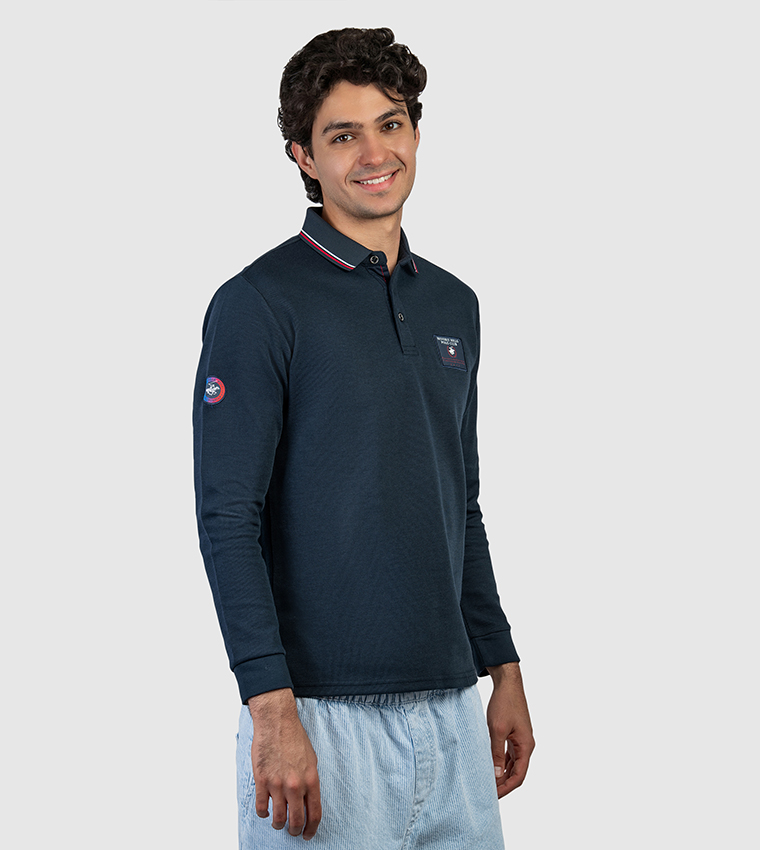 Logo Badge Long Sleeves Polo T-Shirt