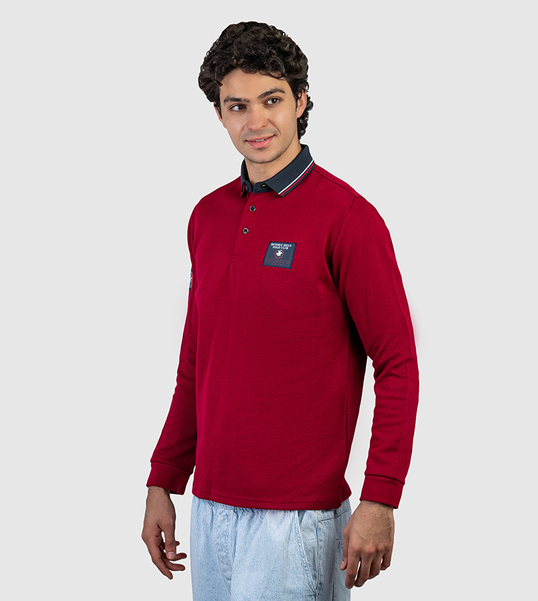 Logo Badge Long Sleeves Polo T-Shirt