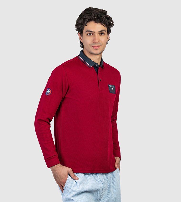 Logo Badge Long Sleeves Polo T-Shirt