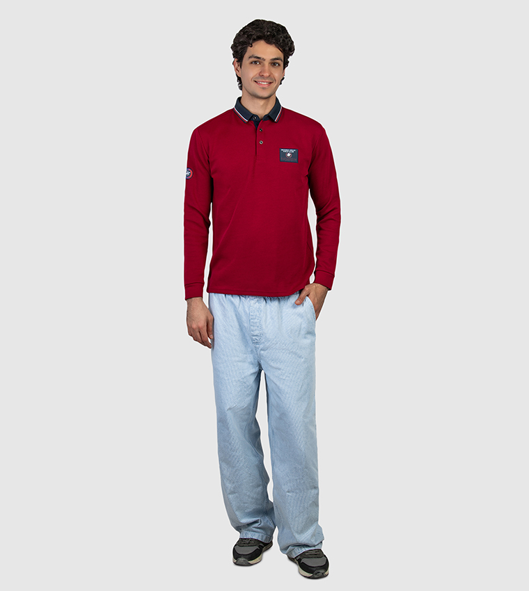 Logo Badge Long Sleeves Polo T-Shirt