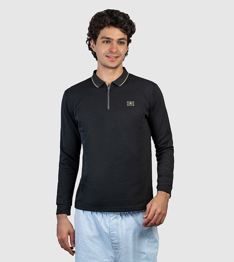 Logo Badge Long Sleeves Polo T-Shirt